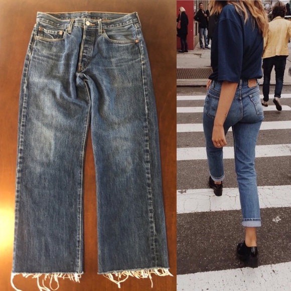 Levi's Denim - Levi’s 501 Cropped Fringed Jeans